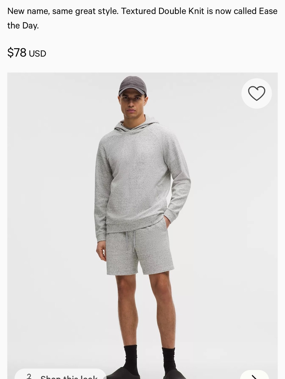 lululemon athletica Men's Heathered Light Grey Ease The Day Shorts